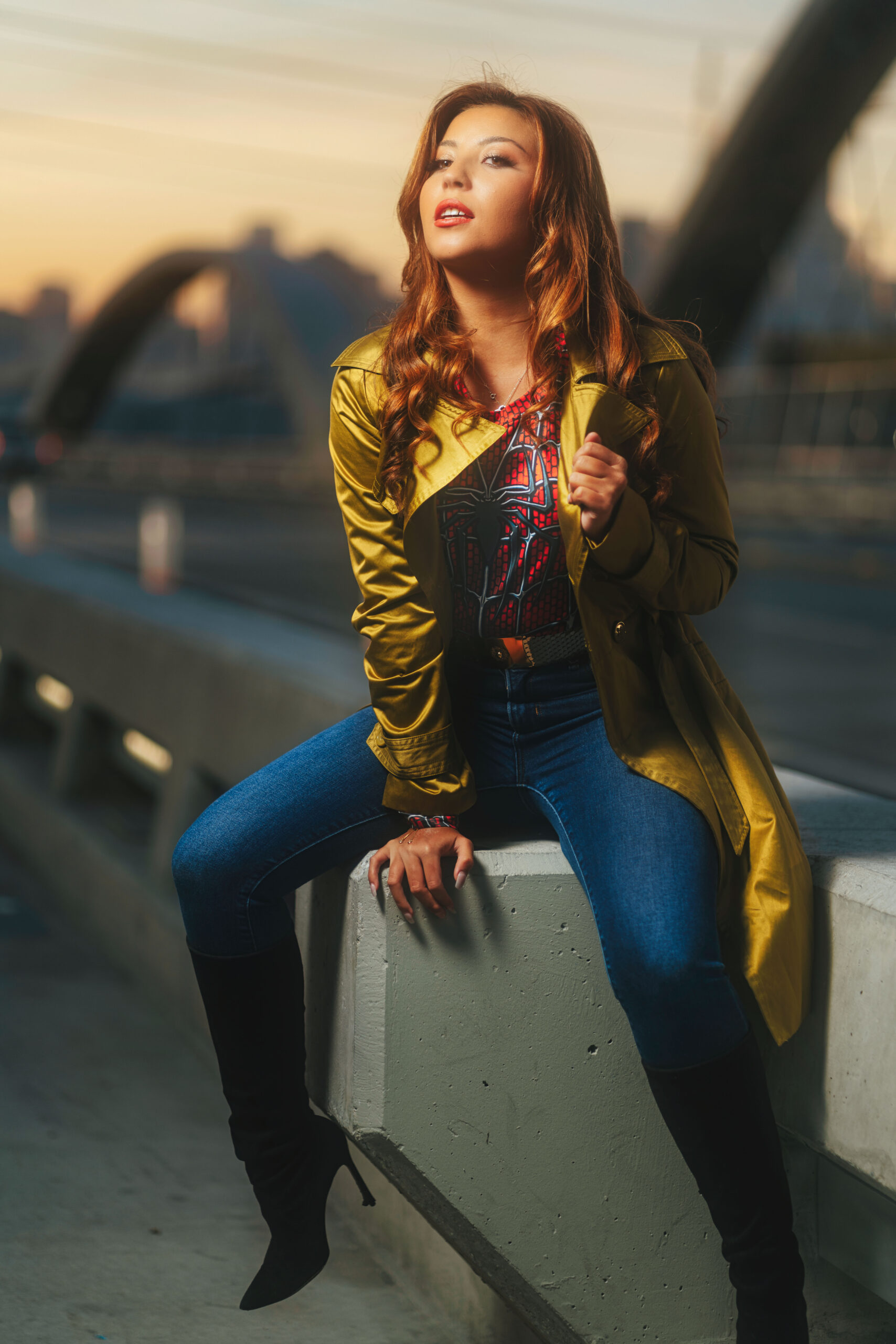 A cosplayer sitting